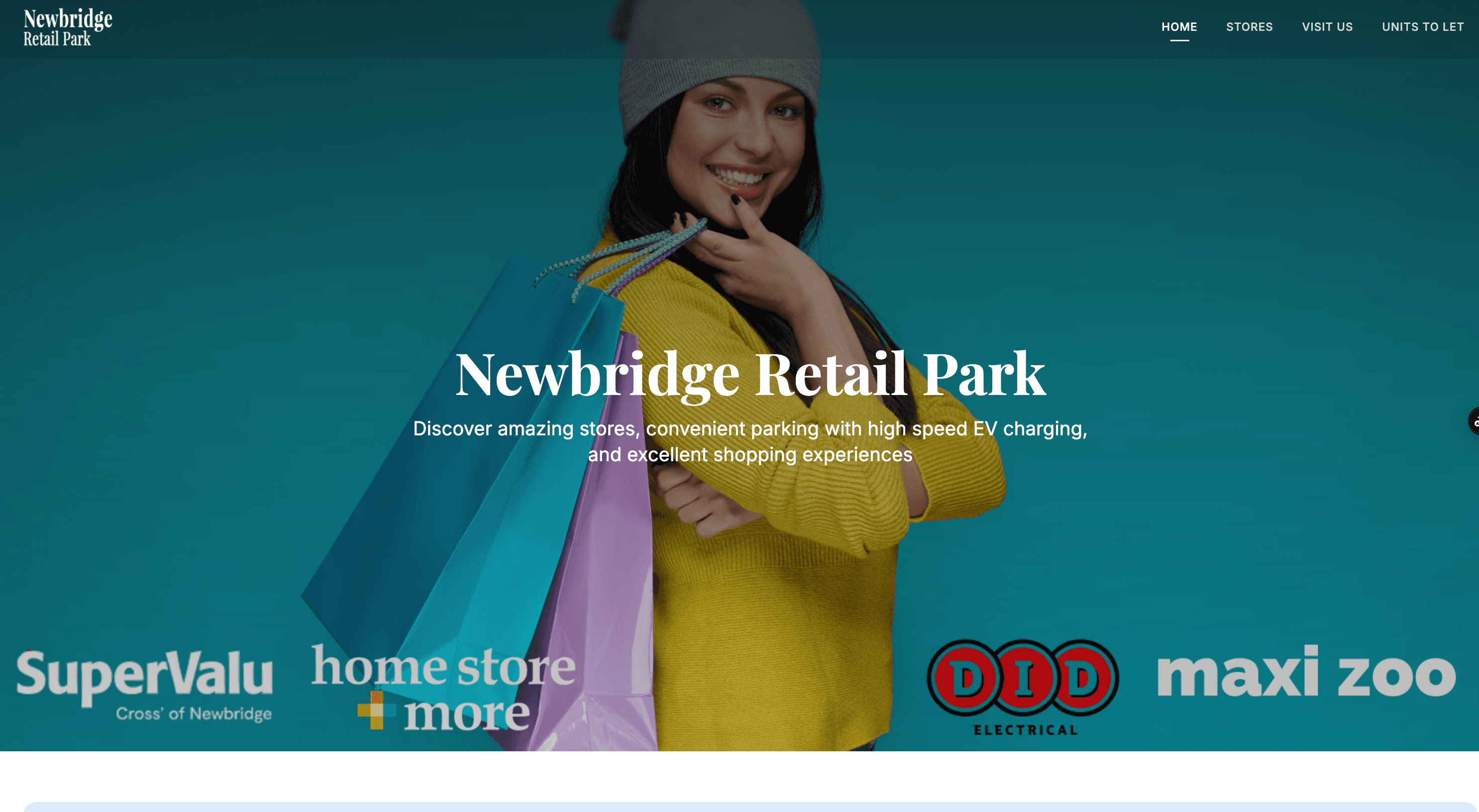 Screenshot of Newbridge Retail Park website